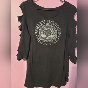 Harley-Davidson 3/4 slit sleeve top